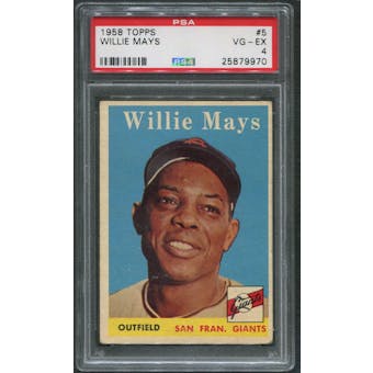 1958 Topps Baseball #5 Willie Mays PSA 4 (VG-EX)