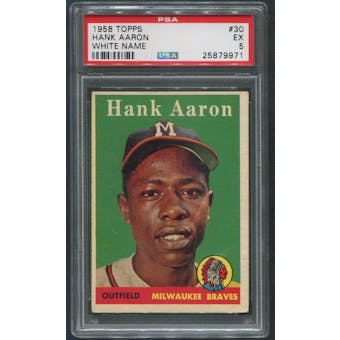 1958 Topps Baseball #30 Hank Aaron White Name PSA 5 (EX)