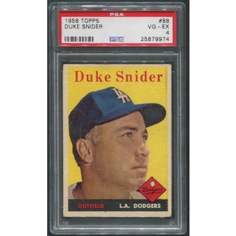1958 Topps Baseball #88 Duke Snider PSA 4 (VG-EX)