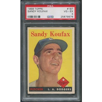 1958 Topps Baseball #187 Sandy Koufax PSA 4 (VG-EX)