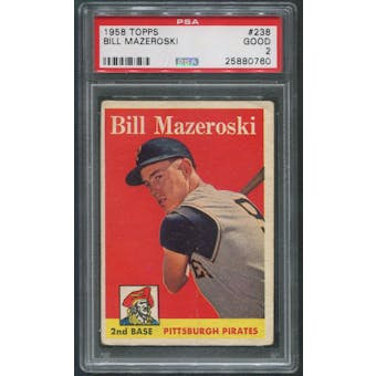 1958 Topps Baseball #238 Bill Mazeroski PSA 2 (GOOD)