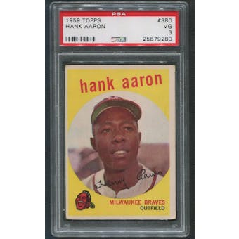 1959 Topps Baseball #380 Hank Aaron PSA 3 (VG)