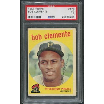 1959 Topps Baseball #478 Roberto Clemente PSA 3 (VG)