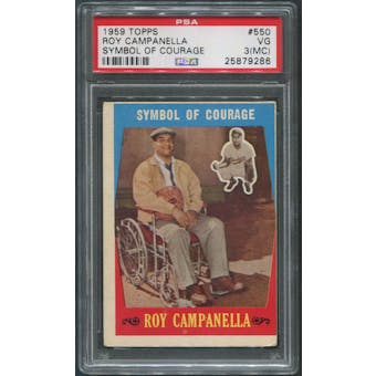 1959 Topps Baseball #550 Roy Campanella Symbol of Courage PSA 3 (VG) (MC)