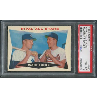 1960 Topps Baseball #160 Rival All-Stars Mickey Mantle & Ken Boyer PSA 4 (VG-EX)