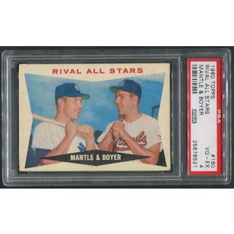 1960 Topps Baseball #160 Rival All-Stars Mickey Mantle & Ken Boyer PSA 4 (VG-EX)