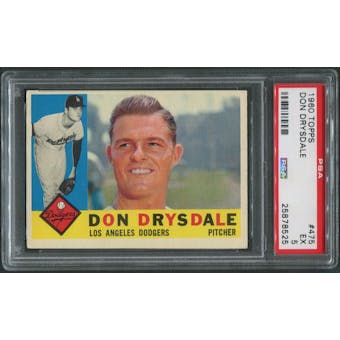 1960 Topps Baseball #475 Don Drysdale PSA 5 (EX)