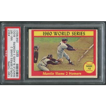 1961 Topps Baseball #307 World Series Game 2 Mickey Mantle PSA 8 (NM-MT) (OC)