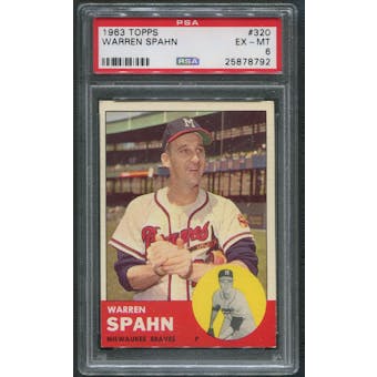 1963 Topps Baseball #320 Warren Spahn PSA 6 (EX-MT)