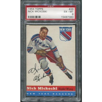 1954/55 Topps Hockey #29 Nick Mickoski PSA 6 (EX-MT)