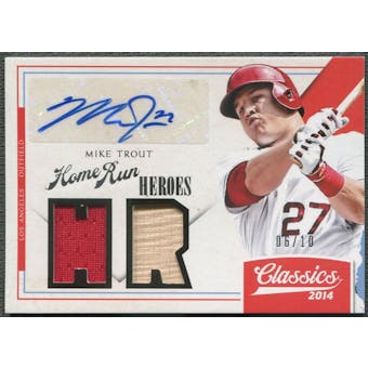 2014 Classics #19 Mike Trout Home Run Heroes Jersey Bat Auto #06/10