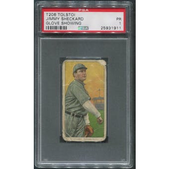 1909-11 T206 Baseball #442 Jimmy Sheckard Glove Showing Tolstoi PSA 1 (PR)