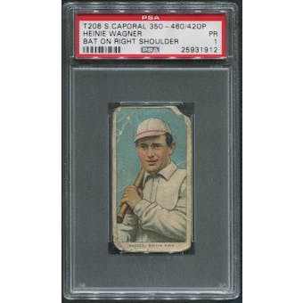1909-11 T206 Baseball #496 Heinie Wagner Bat on Right Shoulder Sweet Caporal 350-460/420P PSA 1 (PR)