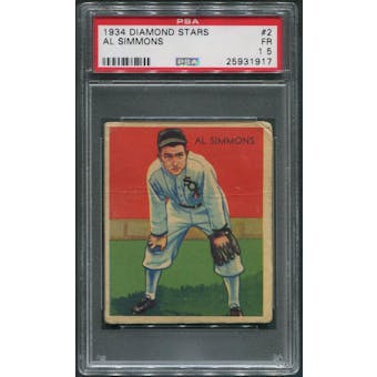 1934-36 Diamond Stars Baseball #2 Al Simmons PSA 1.5 (FR)
