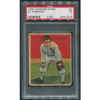1934-36 Diamond Stars Baseball #2 Al Simmons PSA 1 (PR)
