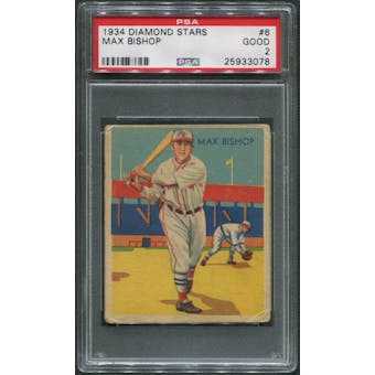 1934-36 Diamond Stars Baseball #6 Max Bishop PSA 2 (GOOD)