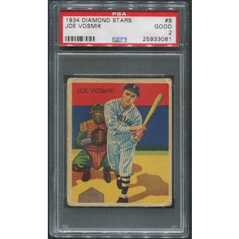 1934-36 Diamond Stars Baseball #8 Joe Vosmik XRC PSA 2 (GOOD)