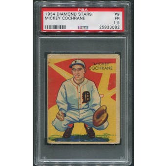 1934-36 Diamond Stars Baseball #9 Mickey Cochrane PSA 1.5 (FR)