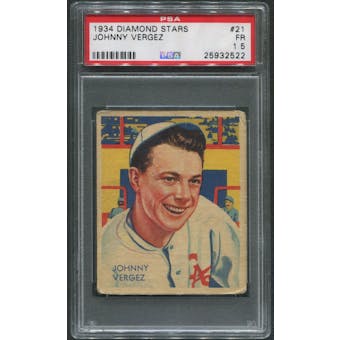 1934-36 Diamond Stars Baseball #21 Johnny Vergez PSA 1.5 (FR)