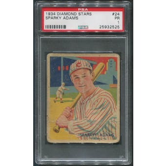 1934-36 Diamond Stars Baseball #24 Earl Sparky Adams PSA 1 (PR)