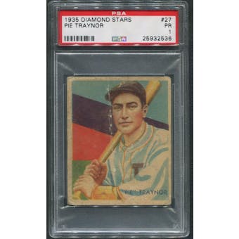 1934-36 Diamond Stars Baseball #27 Pie Traynor PSA 1 (PR)