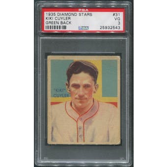 1934-36 Diamond Stars Baseball #31 Kiki Cuyler PSA 3 (VG)