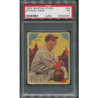 1934-36 Diamond Stars Baseball #34 Stan Hack PSA 1 (PR)
