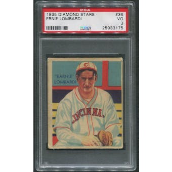 1934-36 Diamond Stars Baseball #36 Ernie Lombardi PSA 3 (VG)