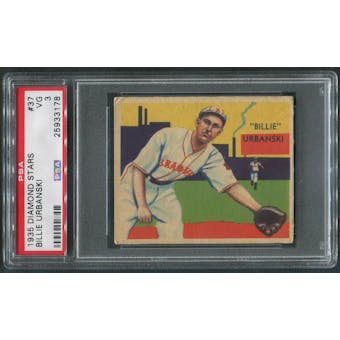 1934-36 Diamond Stars Baseball #37 Billy Urbanski PSA 3 (VG)