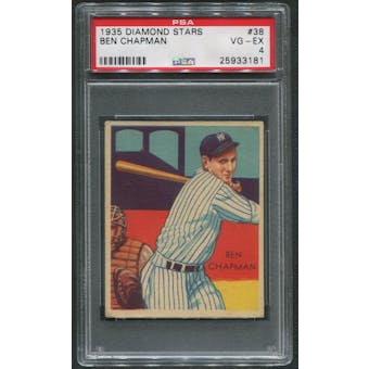 1934-36 Diamond Stars Baseball #38 Ben Chapman PSA 4 (VG-EX)