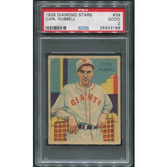 1934-36 Diamond Stars Baseball #39 Carl Hubbell PSA 2 (GOOD)