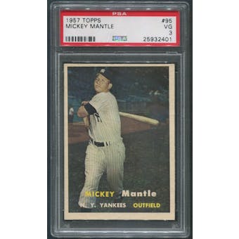 1957 Topps Baseball #95 Mickey Mantle PSA 3 (VG)