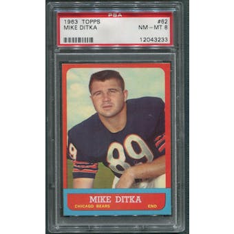 1963 Topps Football #62 Mike Ditka PSA 8 (NM-MT)
