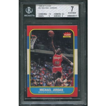 1986/87 Fleer Basketball #57 Michael Jordan Rookie BGS 7 (NEAR MINT)