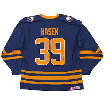 Dominik Hasek Autographed Buffalo Sabres Large Blue Hockey Jersey CCM