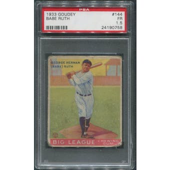 1933 Goudey Baseball #144 Babe Ruth PSA 1.5 (FR)