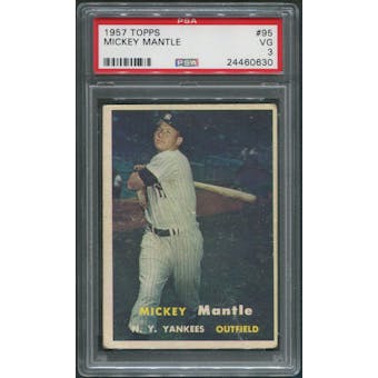 1957 Topps Baseball #95 Mickey Mantle PSA 3 (VG)