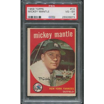 1959 Topps Baseball #10 Mickey Mantle PSA 4 (VG-EX)