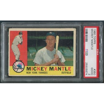 1960 Topps Baseball #350 Mickey Mantle PSA 2 (GOOD)