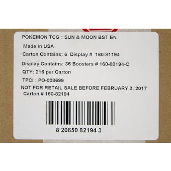 Pokemon Sun & Moon Booster 6-Box Case