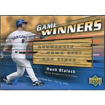 2004 Upper Deck Game Winners Bat #HB Hank Blalock