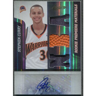 2009/10 Absolute Memorabilia #144 Stephen Curry Jersey Ball Rookie Auto #140/499