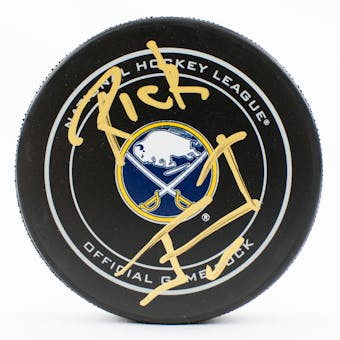 Rick Jeanneret Autographed Buffalo Sabres Official Game Hockey Puck
