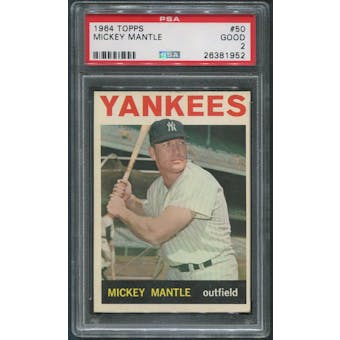 1964 Topps Baseball #50 Mickey Mantle PSA 2 (GOOD)