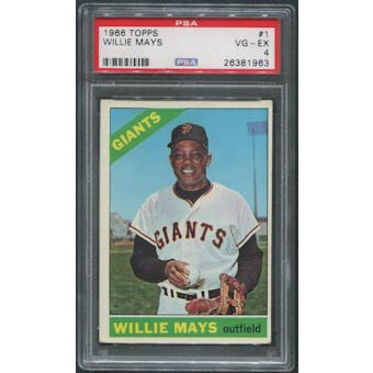 1966 Topps Baseball #1 Willie Mays PSA 4 (VG-EX)