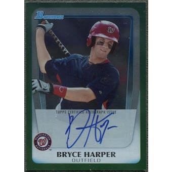 2011 Bowman Draft #BH Bryce Harper Rookie Green Border Auto #268/350