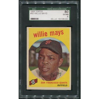 1959 Topps Baseball #50 Willie Mays SGC 80 (EX-NM 6)
