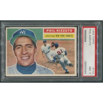 1956 Topps Baseball #113 Phil Rizzuto Gray Back PSA 7 (NM)