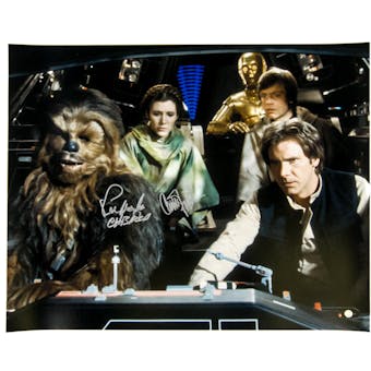 Carrie Fisher & Peter Mayhew Dual Signed 16x20 Photo (Steiner)   Star Wars  Princess Leia & Chewbacca!!