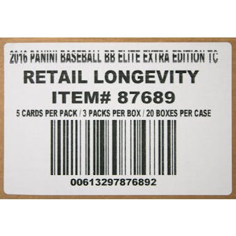 2016 Panini Elite Extra Edition Longevity Baseball 20-Box Case